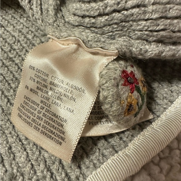 Moth Blakely Gray Floral One Button Knit Cardigan Blazer Jacket Anthropologie - Picture 10 of 13